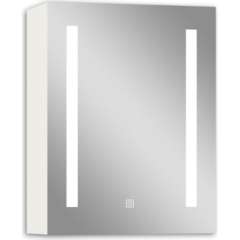 Acezanble Armoire de Toilette avec Miroir LED Anti-Buée Éclairage 3 Couleurs et Prise Rasoir Blanc, 40x70 cm