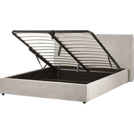 Ottoman Bed Velvet LAVAUR 160 x 200 cm (EU King Size) Taupe