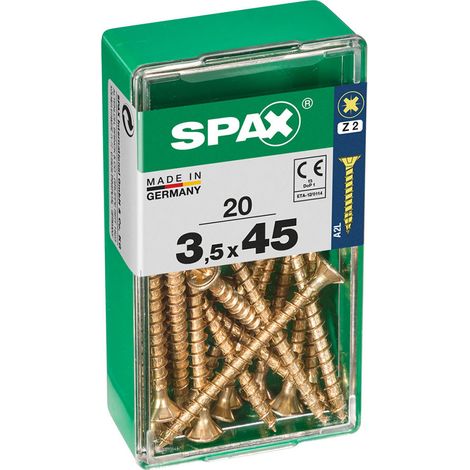Boîte 20 Unités. Vis A Bois Spax Cab. Plat Yellox 3.5x45mm Spax (1/2)