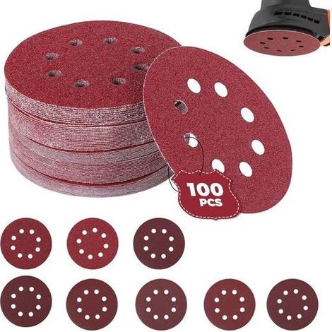 Disque de Ponçage 100pcs Disques Abrasifs 40/60/80/120/180/240/320/400/ Grain Taille de 125mm Idéal pour Poncer/Polir/Dérouiller, Meule d angle (1/5)