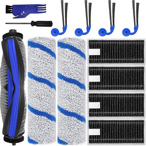 Accessori X11 per ECOVACS DEEBOT X11 OmniCyclone/X11 Pro Omni/X9 Pro Omni Robot Aspirapolvere Parti di ricambio: 1 spazzola principale, 2 rulli lavapavimenti, 4 spazzole laterali, 4 filtri HEPA, 2 (1/5)