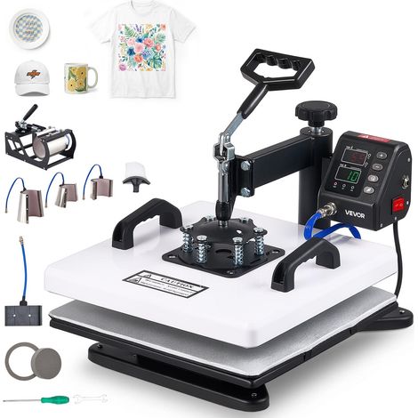Presse à Chaud 38x38cm Machine de Sublimation 8 en 1 Pivotante à 360°, Contrôle Numérique de Température et Durée, pour T-shirts, Mugs, Gobelets, Casquettes et Assiettes, Chauffage Rapide (1/5)