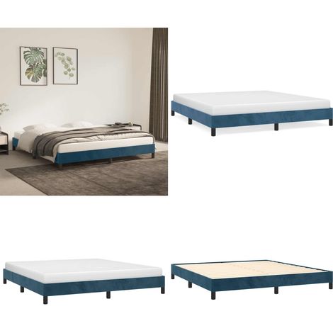 Bettgestell ohne Matratze Dunkelblau 160x200 cm Samt - Samtbetttrahmen - Doppelbett - Boxspringbett - Bettrahmen Dunkelblau - Bettgestell 160x200 - Home & Living (1/5)