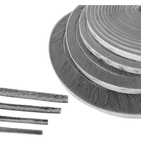 Joint Brosse Porte, 5 M(L) x 9 mm(B) x 23 mm(D), Gris, Joint Fenetrepour Lsolation Phonique Porte, Joint Brosse Adhesif, Joint Brosse Porte Coulissante, Joint Brosse Moustiquaire