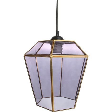 Lampada a sospensione Terias in vetro fumé e ottone (1/4)
