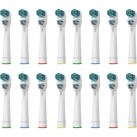 Têtes de brosse à dents de rechange pour Oralb Double Nettoyage, têtes de brosse à dents doubles génériques compatibles avec la brosse à dents électrique Oralb Braun, 16 pièces (1/5)