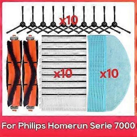 Filtre HEPA pour aspirateur robot laveur Philips Homerun série 7000, XU7100/01, XU7100/02, brosse latérale principale.
