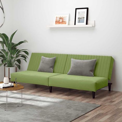 Schlafsofa 2-Sitzer Hellgrün Samt