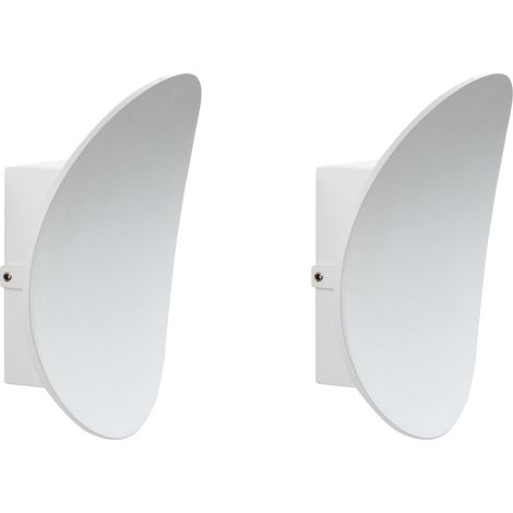Set of 2 Outdoor LED Wall Lights White Aluminium Round Accent Lighting IP54 Modern Design Garden Patio MEUSSE (1/5)