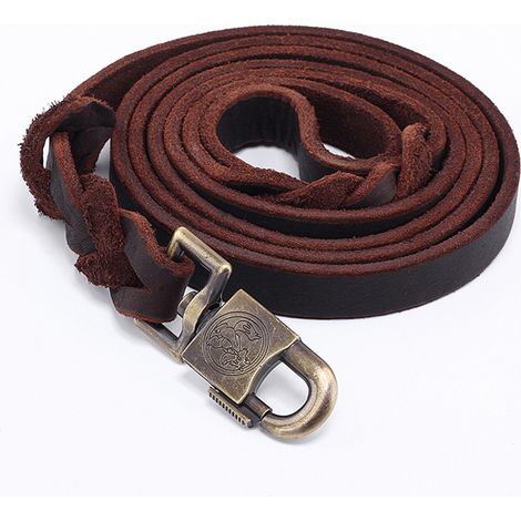 1 Laisse de dressage en cuir tressé, longue, pour chien petite et grande taille, extérieur randonnée camping (1/5)