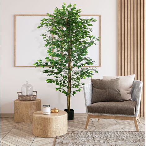 Ficus artificiale 180 cm in plastica verde, senza manutenzione, per soggiorno FloraGrace (1/5)