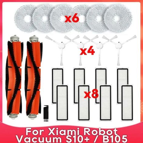 Accessoires pour aspirateurs robots Xiaomi : 2 brosses centrales, 6 brosses latérales, 1 accessoire de nettoyage et 4 filtres HEPA. aspirateurs robots Xiaomi Mi Robot et Roborock S50, S51 et S6 (1/5)