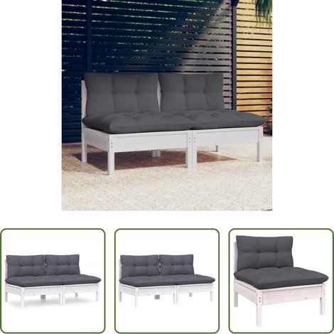 Terrassensofa - 2-Sitzer-Gartensofa mit Anthrazit Kissen Massivholz Kiefer (1/5)