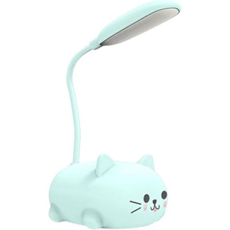 Ergonomische Schreibtischlampe, flexibler und in mehreren Winkeln verstellbarer Hals, kleine ABS-Schreibtischlampe für Kinder, blaue Katzen-Schreibtischlampe.
