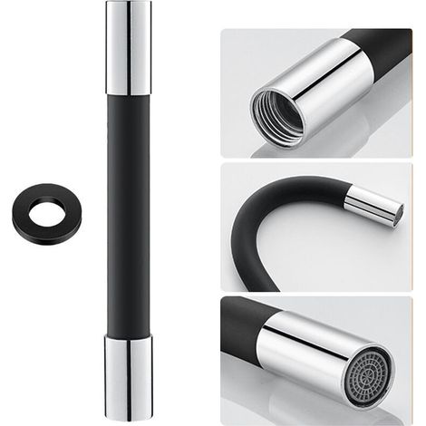 360° Bec de robinetterie 50 cm tube de rallonge avec joint, noir, bec de tête anti-éclaboussures, WC, balcon, salle de bain (1/5)