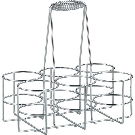 Porte-Bouteilles 6 Bouteilles, Panier à Bouteilles en métal chromé, Sac à Bouteilles pour Bouteilles en Verre et Pet jusqu'à 600ml, Porte-bière, Brillant