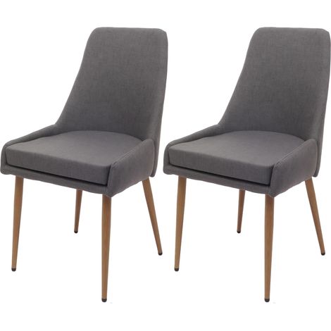 [NON UTILIZZATO] Set di 2 sedie da pranzo HHG-069, poltroncina cucina imbottita, tessuto (280g/m²) acciaio effetto legno, grigio scuro