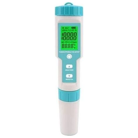 Testeur de salinit de piscine Compteur de pH et de salinit d\\'eau sale Numrique 5 en 1 Testeur de pH et de salinit de piscine Compteur de salinit pour piscine, bain remous et spa de nage (1/5)