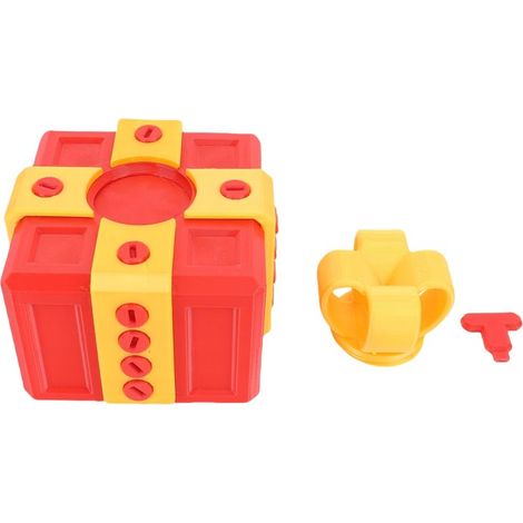 Boîte cadeau farce avec vis - Boîte à vis humoristique imprimée en 3D - Idéale pour Noël, un anniversaire ou toute autre occasion - 9,9 x 9,9 cm - Rouge et or (1/5)