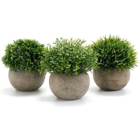 Piante artificiali in vaso di plastica - 3 pezzi - piante artificiali decorative - adatte per la decorazione di casa e ufficio, giardino, bagno (1/5)