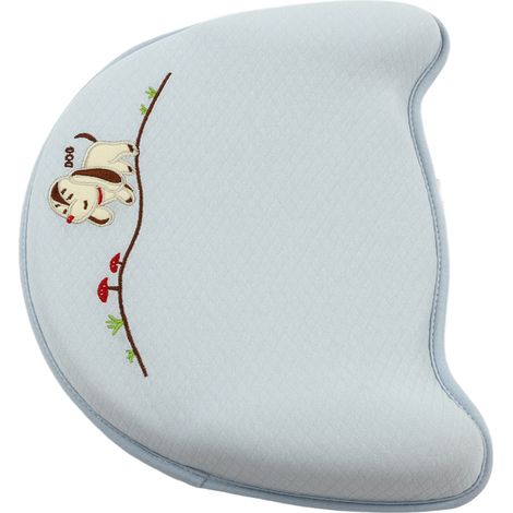 Coussin de positionnement pour bébé, doux, respirant et ergonomique, prévient le syndrome de la tête plate, coussin d'allaitement, bleu, 29,5 x 23 x 2 cm (1/5)