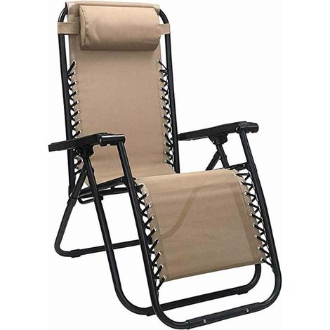Transat de jardin pliable zéro gravité gris tourterelle peu encombrant (1/5)