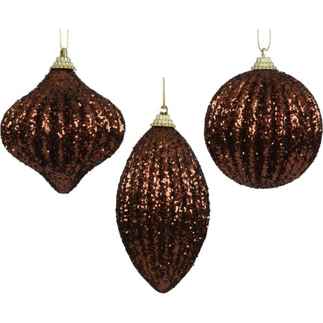 pallina di natale in foam glitter D 8 cm marrone espresso Peraga Christmas