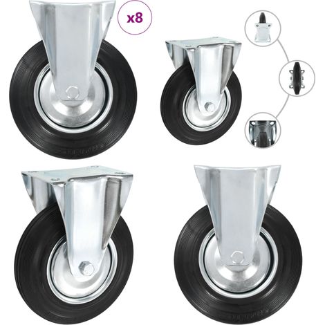 8 pcs Roulettes fixes 200 mm - Roulettes Fixes - Roulettes Industrielles - Roues Fixes - Chariots Industriels - Manutention De Matériel - Home & Living (1/5)