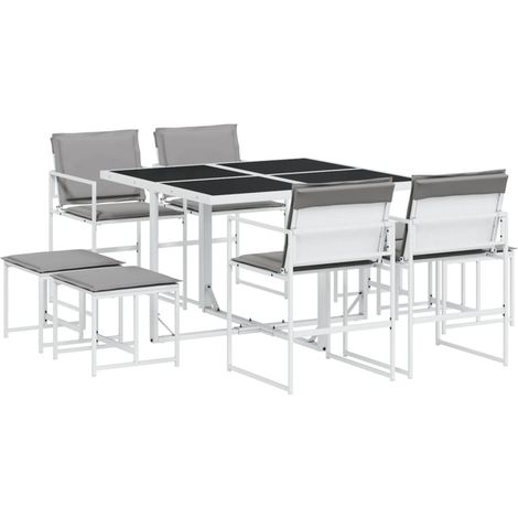 Maison Exclusive - Set da Pranzo da Giardino 9 pz con Cuscini Bianco in Textilene