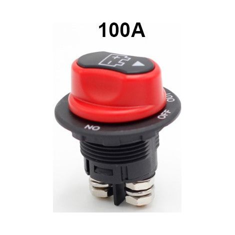 ONEGOL Interrupteur de batterie pour voiture, caravane ou yacht, interrupteur de batterie CC 50A/100A/200A/300A (100A Blacktop NO-OFF-OUT) (1/5)
