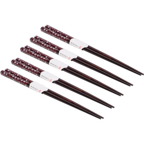 Lot de 5 paires de baguettes japonaises en bois, bout pointu, motif imprimé à chaud, rouge, sans armure de tortue, pour sushis, apéritifs et usage domestique (1/5)