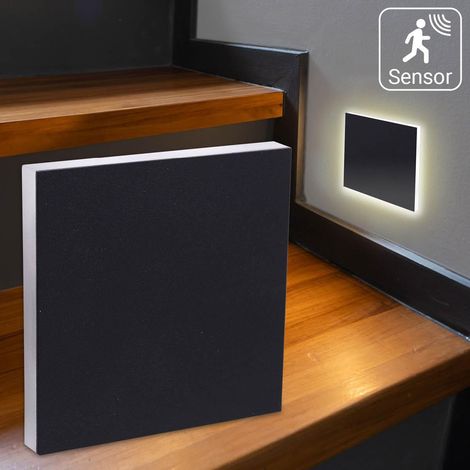 LED Treppenleuchte IP44 mit Bewegungsmelder eckig schwarz - Lichtfarbe: CCT - Lichtaustritt: Linea (1/5)