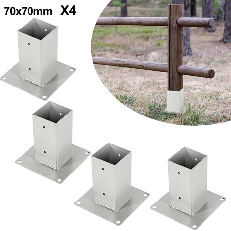 Jiubiaz Aufschraubhülse Pfostenträger 70x70 mm, 4er Set Pfostenschuh für Vierkant- & Holzpfosten, Bodenhülse für Zaun, Carport & Pergola