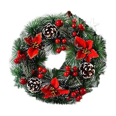Couronne De Porte - Couronne De Noël Artificielle En PVC Avec Champignons Et Baies - Pour Porte Intérieure Ou Extérieure - Diamètre 32 Cm - 1 Pièce (1/5)