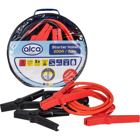 alca® Starthilfekabel max. 200 A - 5,3 qmm - 2 x 2,2 m CCA runde Aufbewahrungstasche - Rot & Schwarz - bis -35°C