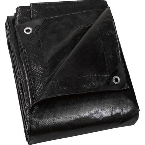 Bâche imperméable en polyester noir 3x3m avec œillets renforcés pour jardin et chantiers de construction (1/5)