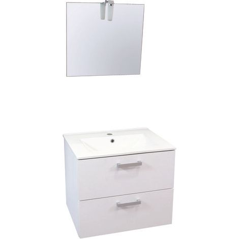 ONDEE - Mueble de cuarto de baño SMART - suspendido - 60cm - 2 cajones - Acabado blanco (1/5)