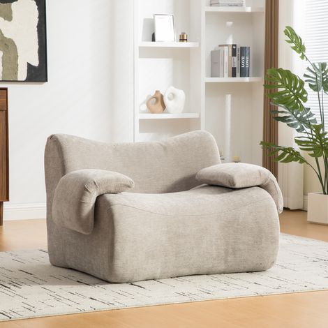 Fauteuil relax modulable gris en tissu chenille, mousse 30D, base antidérapante, facile à déplacer (1/5)