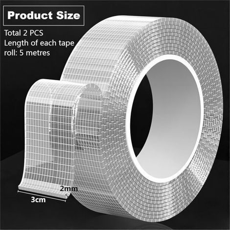 Extra starkes, transparentes doppelseitiges Klebeband – 10 m – Nano-Klebeband – Doppelseitig – Hinterlässt keine Rückstände – Waschbar – Entfernbar – Für Fotos, Teppiche, Holzprodukte, Metallprodukte, (1/4)