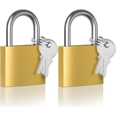 Lot de 2 petits cadenas en laiton à clé pour casier d'école (1/5)