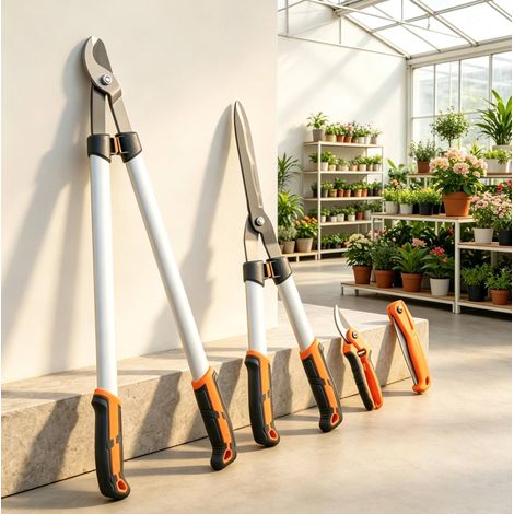 Set di 4 attrezzi da potatura con troncarami, cesoia, forbici e sega pieghevole (1/5)