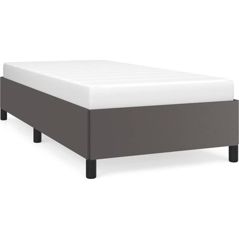 Lit simple Lit adulte Cadre de lit sans matelas gris 90x190 cm similicuir (1/5)