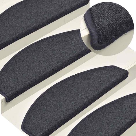 vidaXL Felpudos para escaleras 15 uds 65x24x4 cm Gris oscuro y azul Semicircular Grande (1/5)