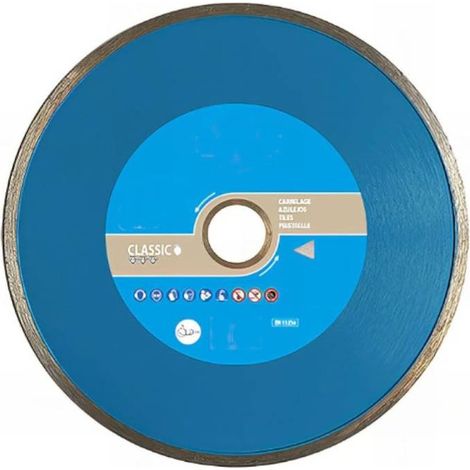 Disque Diamant Jante Continue Lisse D. 180 x Al. 30/25.4/22.23 x Ht. 5 x ép. 2.4 mm - Pour Faïence et Carrelage - Diamwood