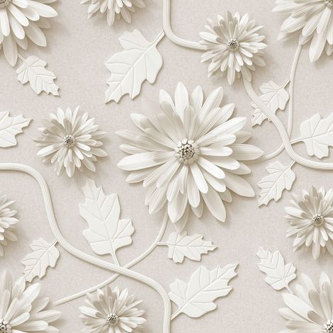 Papier peint panoramique - Fleurs 3D - 255 cm x 255 cm (1/2)