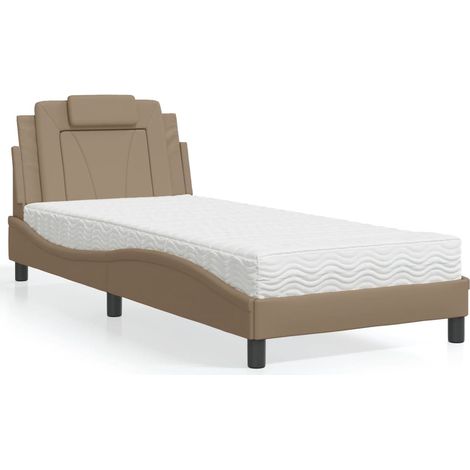 Cama Viana con colchón cuero sintético capuchino 90x200 cm vidaXL (1/5)