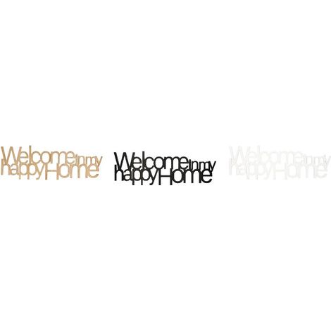 Decorazione da Parete in Legno MDF Welcome in My Happy Home 60 x 20 cm 3 Colori (1/2)