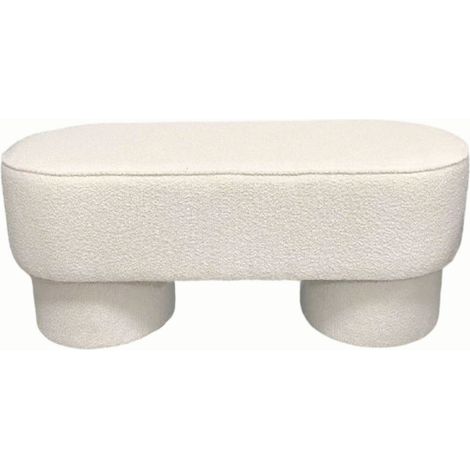 Banc arrondie en tissu bouclette L92cm - Blanc - Arlo