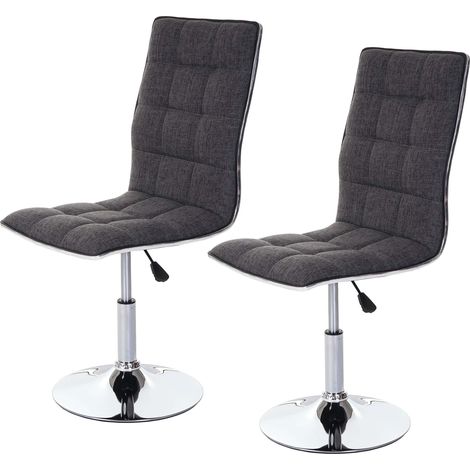 [NUNCA USADO] Juego de 2 sillas de comedor HHG-616, silla de cocina, giratoria regulable en altura, tela/textil MVG, gris