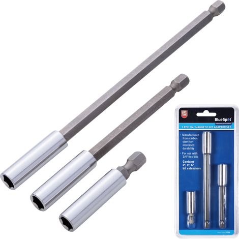 Blue Spot Tools 3 Piece 1/4" Magnetic Bit Adaptor Set